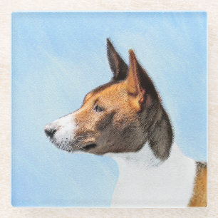 Basenji Painting - Cute Original Art Glazen Onderzetter