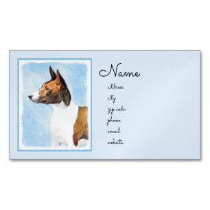 Basenji Painting - Cute Original Art Magnetisch Visitekaartje