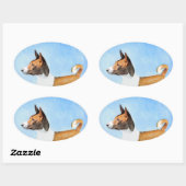 Basenji Painting - Cute Original Art Ovale Sticker (Vel)