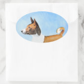 Basenji Painting - Cute Original Art Ovale Sticker (Tas)