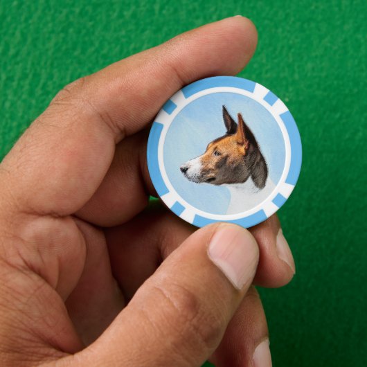 Basenji Painting - Cute Original Art Poker Chips (Hand)