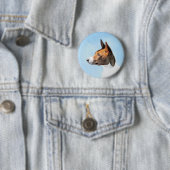 Basenji Painting - Cute Original Art Ronde Button 5,7 Cm (In situ)