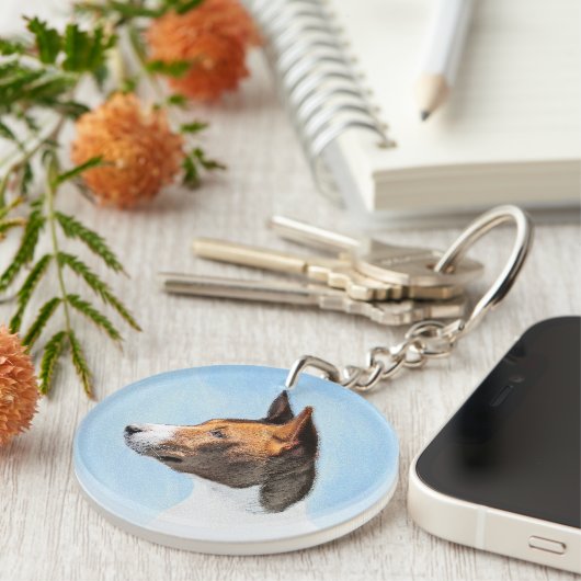 Basenji Painting - Cute Original Art Sleutelhanger (Voorkant Rechts)