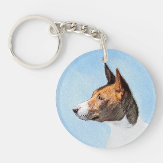 Basenji Painting - Cute Original Art Sleutelhanger (Voorkant)
