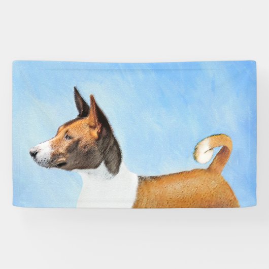 Basenji Painting - Cute Original Art Spandoek (Horizontaal)