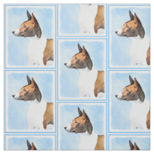 Basenji Painting - Cute Original Art Stof