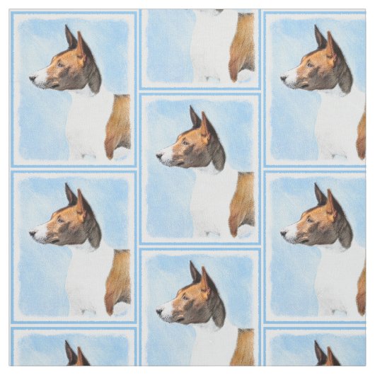 Basenji Painting - Cute Original Art Stof (Swatch)