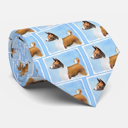 Basenji Painting - Cute Original Art Stropdas (Opgerold)