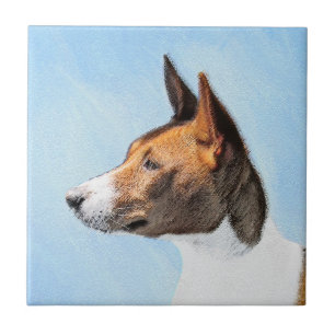 Basenji Painting - Cute Original Art Tegeltje