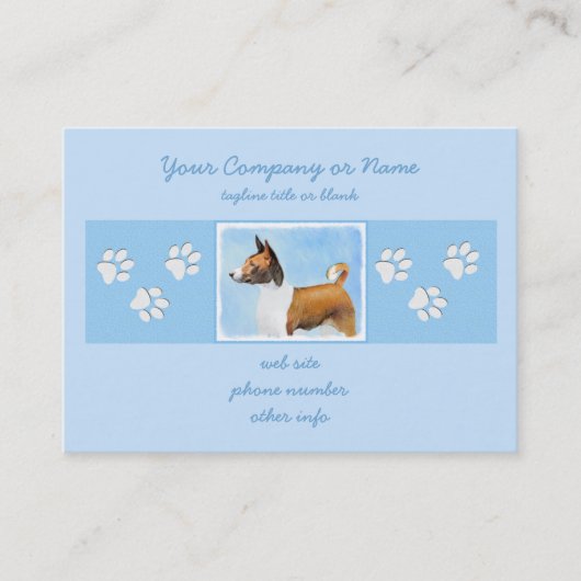 Basenji Painting - Cute Original Art Visitekaartje (Voorkant)