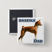 Basenji Pap 4 Vierkante Button 5,1 Cm (Voorkant /achterkant)