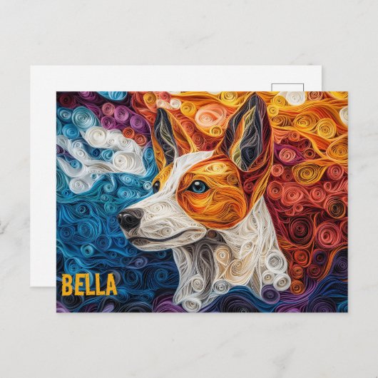 Basenji Paper Quilling Art Dog Portrait Briefkaart (Voorkant / Achterkant)