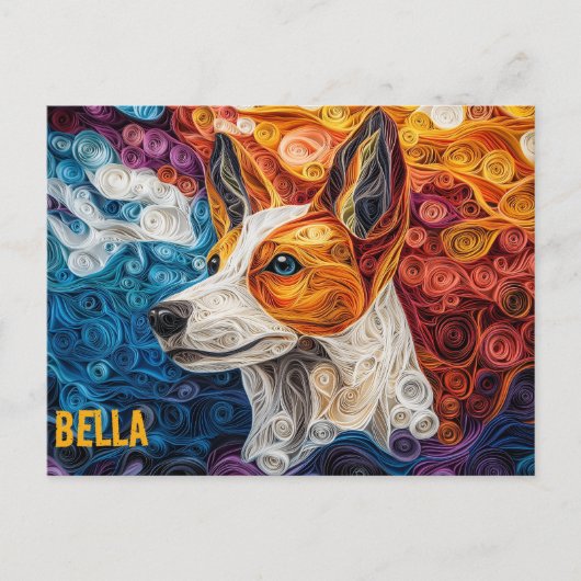 Basenji Paper Quilling Art Dog Portrait Briefkaart (Voorkant)