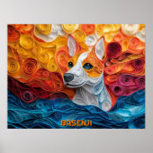 Basenji Paper Quilling Art Dog Portrait Poster (Voorkant)