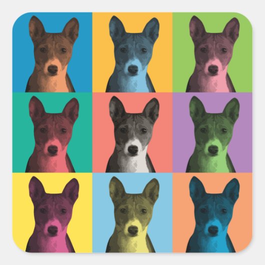 Basenji Pop-Art-stickers Vierkante Sticker (Voorkant)