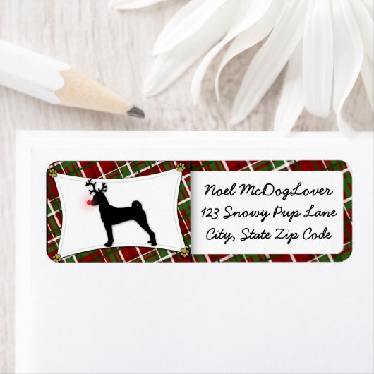 Basenji Rendier Kerstmis Etiket (Insitu)