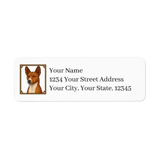 Basenji retouradreslabels etiket (Voorkant)