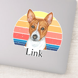 Basenji Retro Sunset Persoonlijke naam Sticker