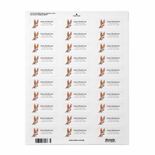 Basenji Return Address Label (Full Sheet)