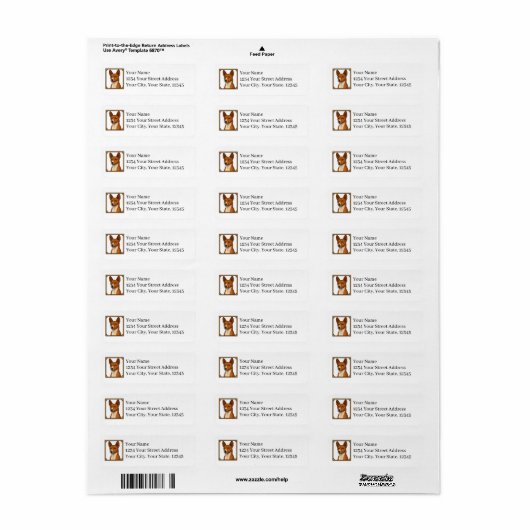 Basenji Return Address Labels (Full Sheet)