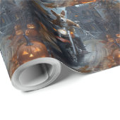 Basenji Riding Motorfiets Halloween Eng Cadeaupapier (Rol Hoek)