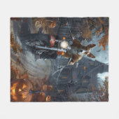 Basenji Riding Motorfiets Halloween Eng Fleece Deken (Voorkant (Horizontaal))