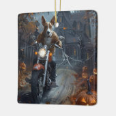 Basenji Riding Motorfiets Halloween Eng Keramisch Ornament (Links)