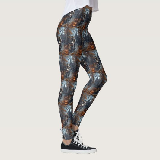 Basenji Riding Motorfiets Halloween Eng Leggings (Rechts)