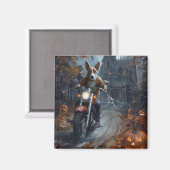 Basenji Riding Motorfiets Halloween Eng Magneet (Voorkant / Achterkant)