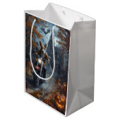 Basenji Riding Motorfiets Halloween Eng Medium Cadeauzakje (Achterkant Gekanteld)