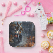 Basenji Riding Motorfiets Halloween Eng Papieren Bordje (Feest)