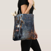 Basenji Riding Motorfiets Halloween Eng Tote Bag (Dichtbij)