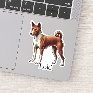 Basenji Rood wit Gepersonaliseerde naam Schattige Sticker