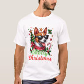 Basenji Santa Hat vrolijk T-shirt (Voorkant)