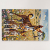 Basenji Savanna Bloom Kunst Legpuzzel (Horizontaal)