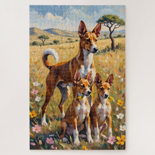 Basenji Savanna Bloom Kunst Legpuzzel (Verticaal)