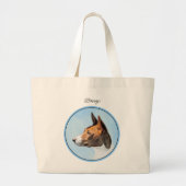 Basenji Schilderij Kastanje Red Brindle Schattigee Grote Tote Bag (Voorkant)