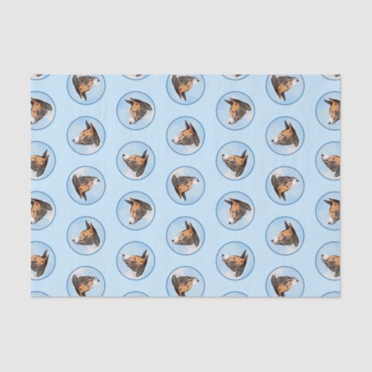 Basenji Schilderij Kastanje Red Brindle Schattigee Tissuepapier (Voorkant)