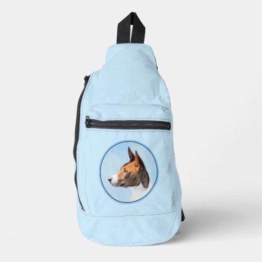 Basenji Schilderij Kastanjebruin Rood Brindle Scha Sling Bag (Voorkant)