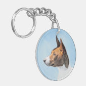 Basenji-schilderij - Leuke originele kunst Sleutelhanger (Voorkant Links)