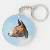 Basenji-schilderij - Leuke originele kunst Sleutelhanger (Achterkant)