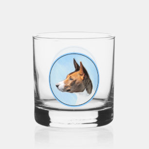 Basenji Schilderij - Mooie Originele Kunst Whisky Glas