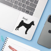 Basenji Silhouette Cool Hondenras Vinyl Sticker (Laptop met iPhone)