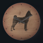 Basenji Silhouette Rustic Grote Klok<br><div class="desc">De muur van Basenji Lover. Het houtontwerp is bedrukt,  niet echt hout.</div>