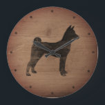 Basenji Silhouette Rustic Grote Klok<br><div class="desc">De muur van Basenji Lover. Het houtontwerp is bedrukt,  niet echt hout.</div>