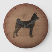 Basenji Silhouette Rustic Grote Klok (Voorkant)