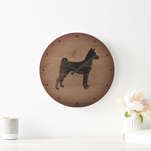 Basenji Silhouette Rustic Grote Klok (Huis)