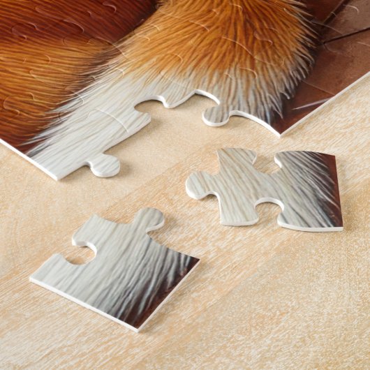 Basenji Sitting by Fireplace with Christmas Lights Legpuzzel (Zijkant)