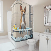 Basenji Sloppy Sleepy Schattige Funny Douchegordijn (In situ)