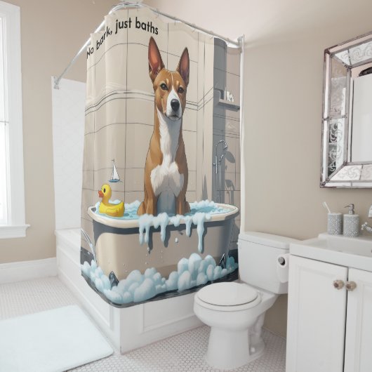 Basenji Slordig Slaperig Schattig Grappig Douchegordijn (In situ)